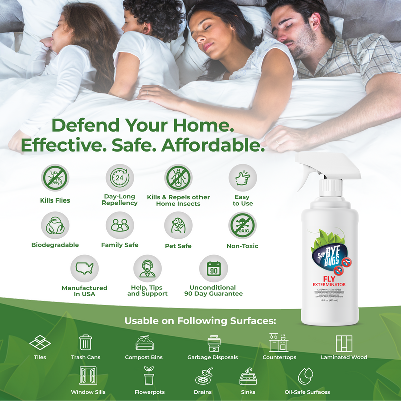 Say Bye Bugs Fly Extermination Spray.