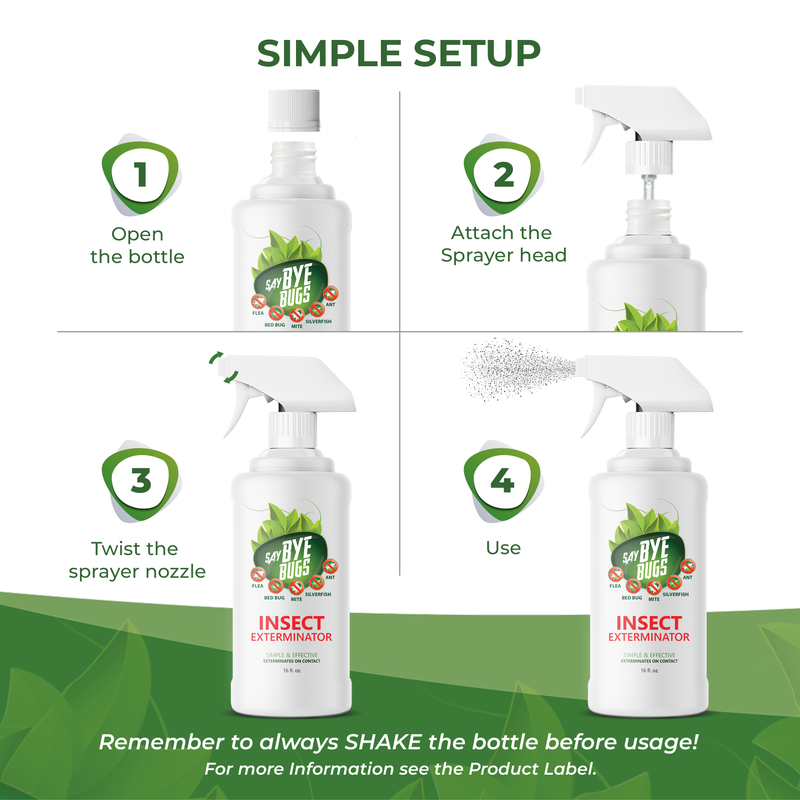 Goodbye All Insects Say Bye Bugs Flea Extermination Spray New & Improved Formula