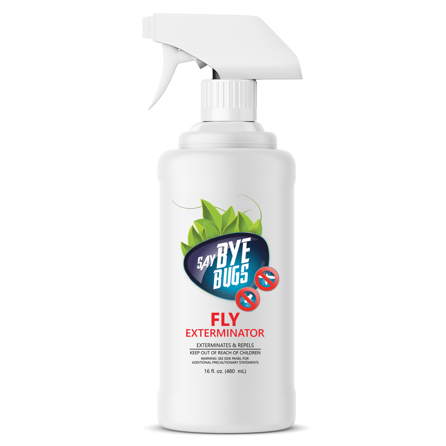 Say Bye Bugs Fly Extermination Spray. Kills and Repells Mosquitoes, Gnats, Fruit Flies and other Flying Insects. Safe and Easy to Use.
