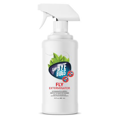 Say Bye Bugs Fly Extermination Spray. Kills and Repells Mosquitoes, Gnats, Fruit Flies and other Flying Insects. Safe and Easy to Use.