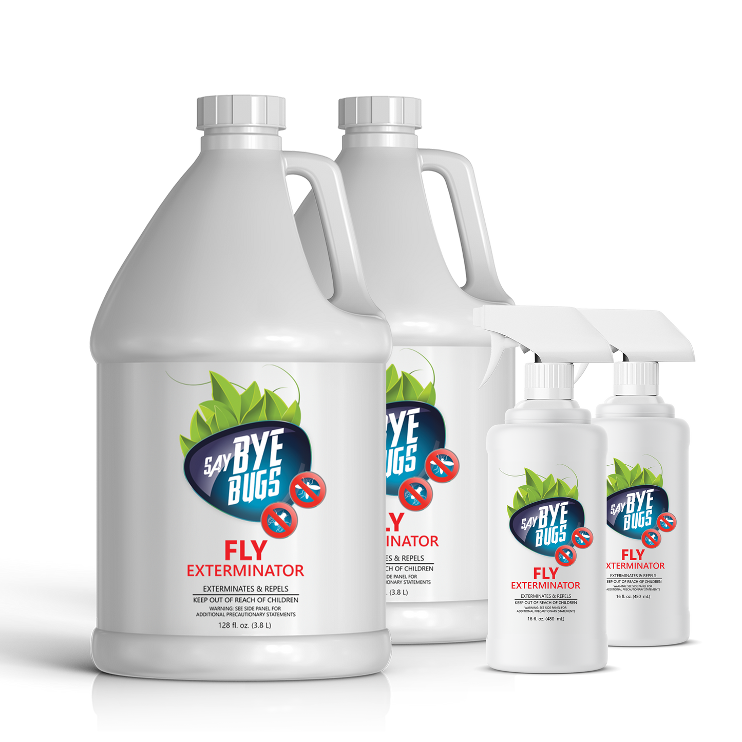 Bundle: 2x128oz+2x16oz Fly Exterminator, Say Bye Bugs