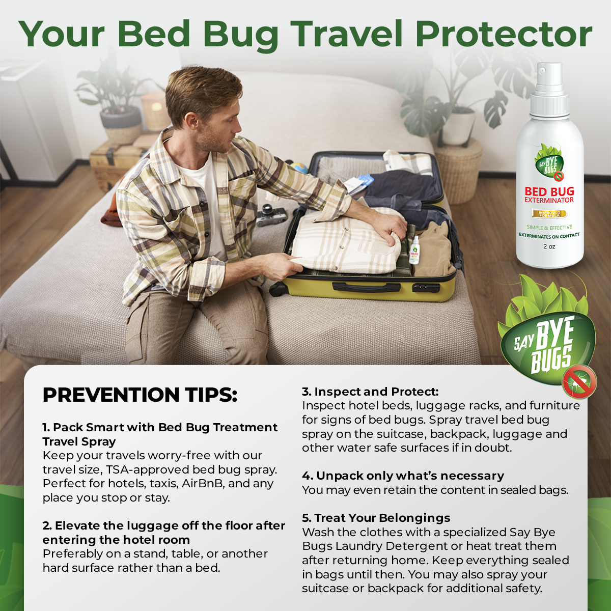 SayByeBugs Bed Bug Extermination Travel Spray