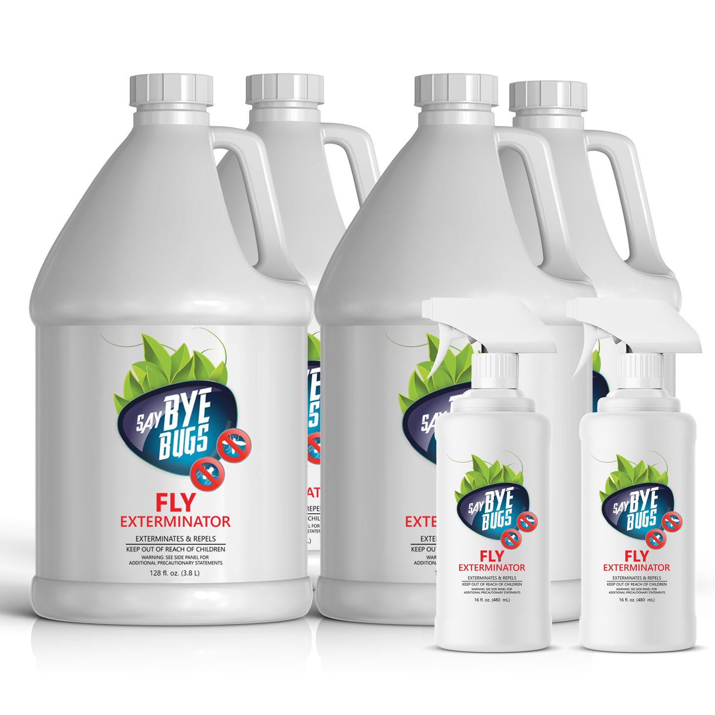 Bundle: 4x128oz+2x16oz Fly Exterminator, Say Bye Bugs