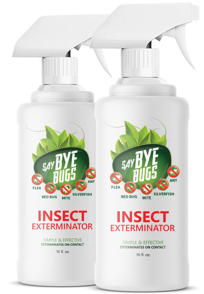 Say Bye Bugs Insect Exterminator - a Non-Toxic, Kill on Contact Bug Spray hat Doesn't Stain & is Odor Free. Kills All Common Home Insects. Simply Shake & Spray.