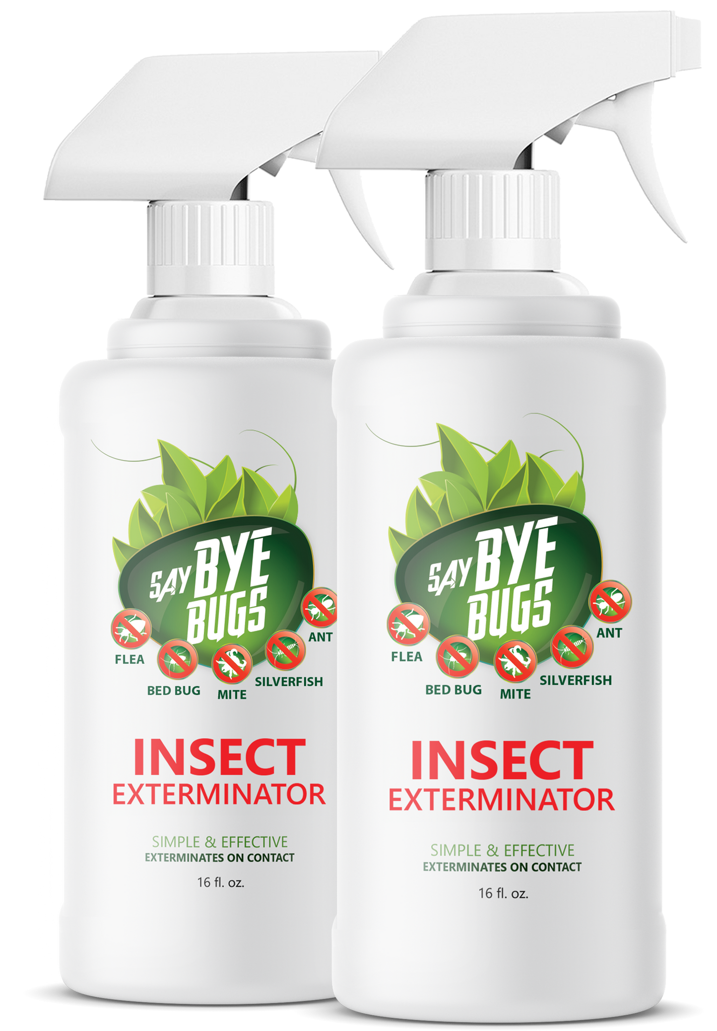 2x Say Bye Bugs Insect Exterminator - a Non-Toxic, Kill on Contact Bug Spray hat Doesn't Stain & is Odor Free. Kills All Common Home Insects. Simply Shake & Spray.