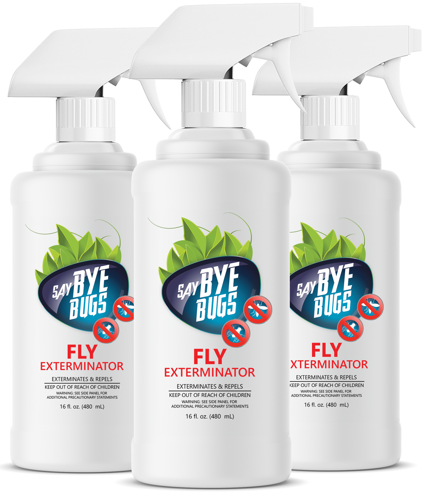 Say Bye Bugs Fly Extermination Spray. Kills and Repells Mosquitoes, Gnats, Fruit Flies and other Flying Insects. Safe and Easy to Use.