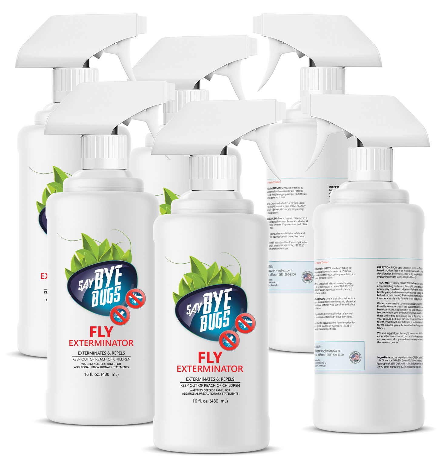 Say Bye Bugs Fly Extermination Spray. Kills and Repells Mosquitoes, Gnats, Fruit Flies and other Flying Insects. Safe and Easy to Use.