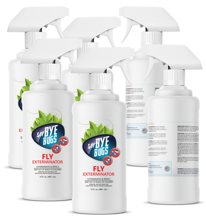 Say Bye Bugs Fly Extermination Spray. Kills and Repells Mosquitoes, Gnats, Fruit Flies and other Flying Insects. Safe and Easy to Use.