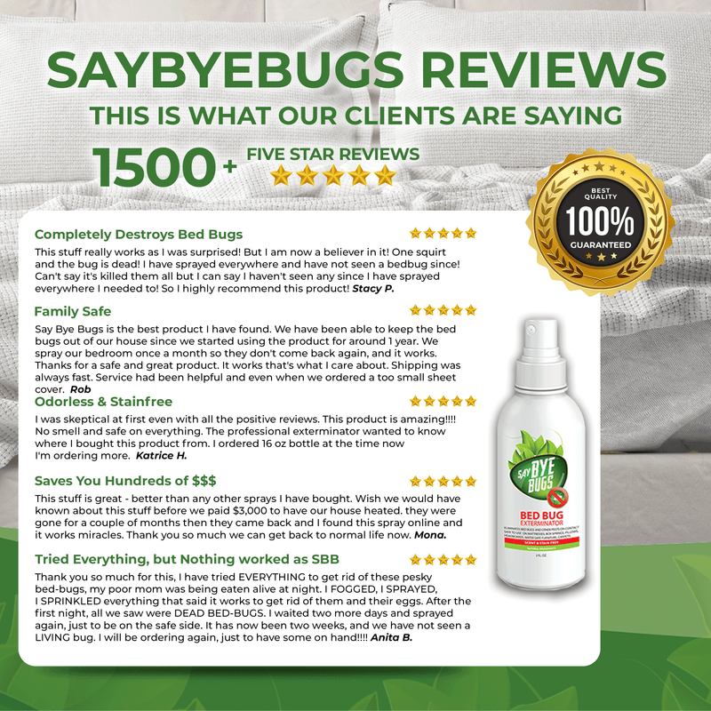 SayByeBugs Bed Bug Extermination Travel Spray - Family Pack (6x2oz)