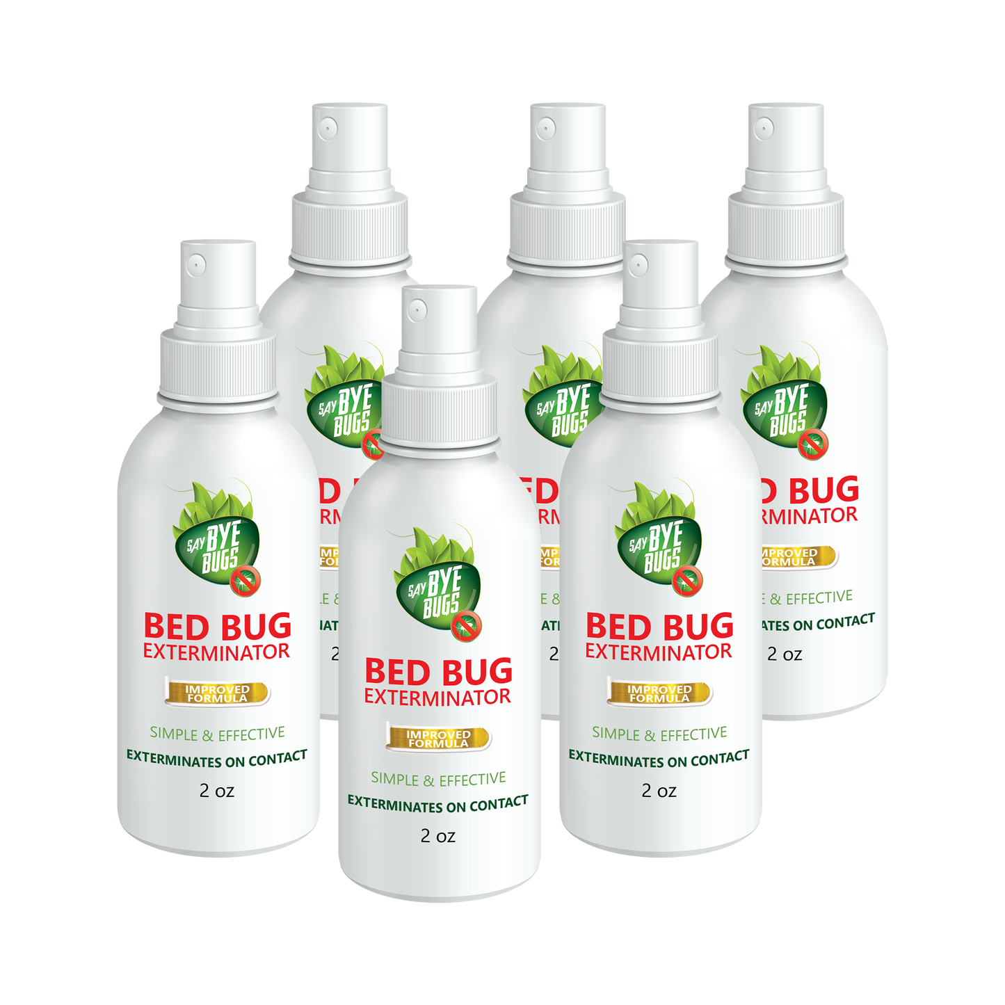 SayByeBugs Bed Bug Extermination Travel Spray - Family Pack (6x2oz)